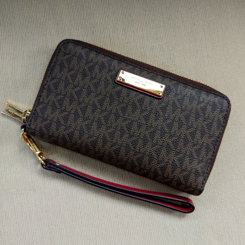 Michael Kors Large Logo Leather Wristlet